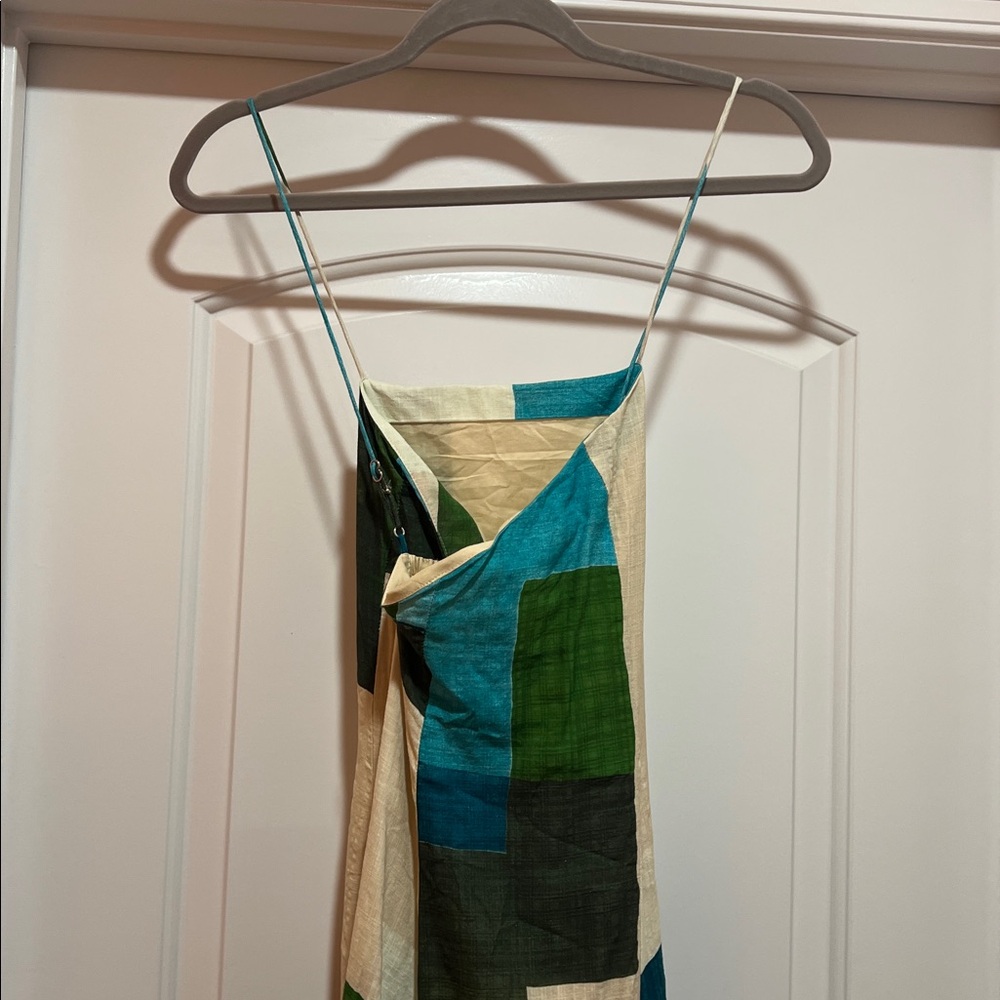 Banana Republic Cream Dress with Teal and Dark Green Blocks - Picture 4 of 10